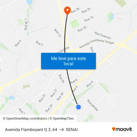 Avenida Flamboyant Q 3, 64 to SENAI map