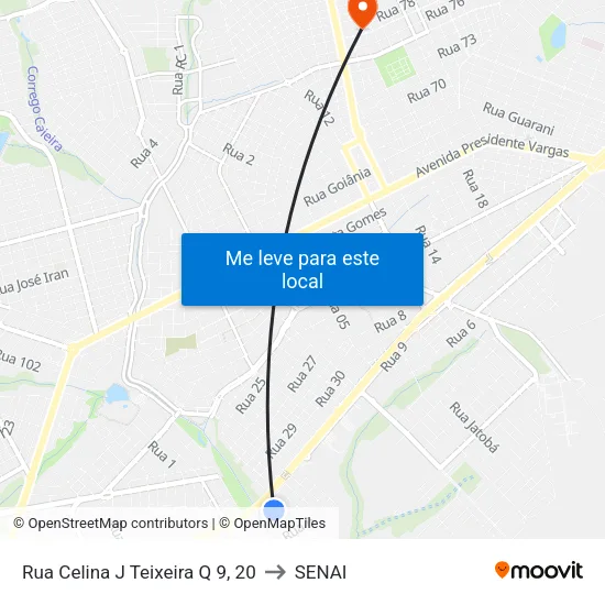 Rua Celina J Teixeira Q 9, 20 to SENAI map