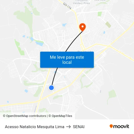 Acesso Natalicio Mesquita Lima to SENAI map