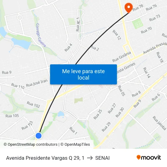 Avenida Presidente Vargas Q 29, 1 to SENAI map