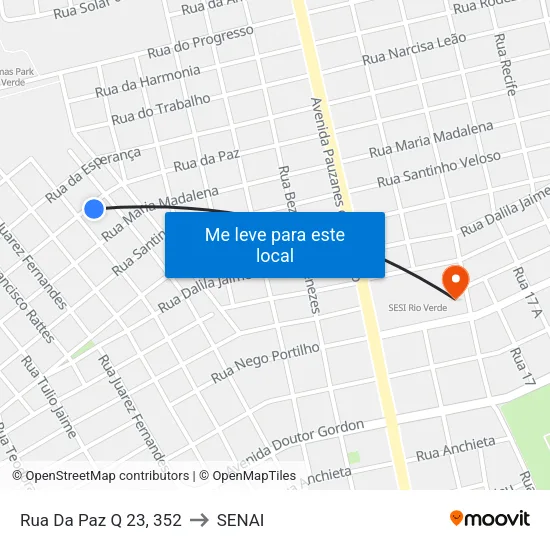 Rua Da Paz Q 23, 352 to SENAI map