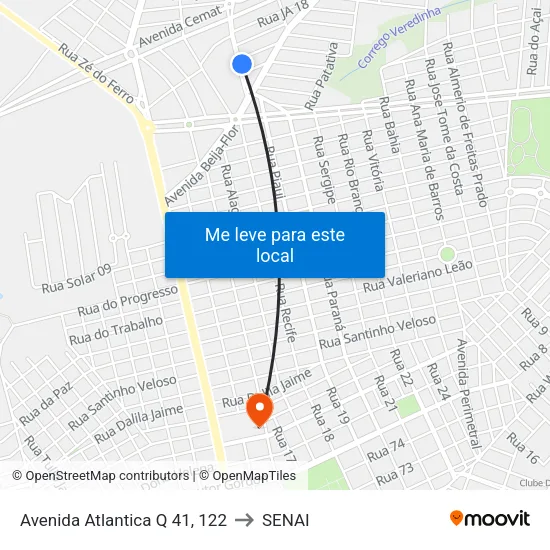 Avenida Atlantica Q 41, 122 to SENAI map