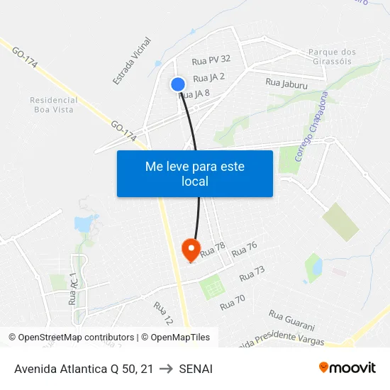 Avenida Atlantica Q 50, 21 to SENAI map