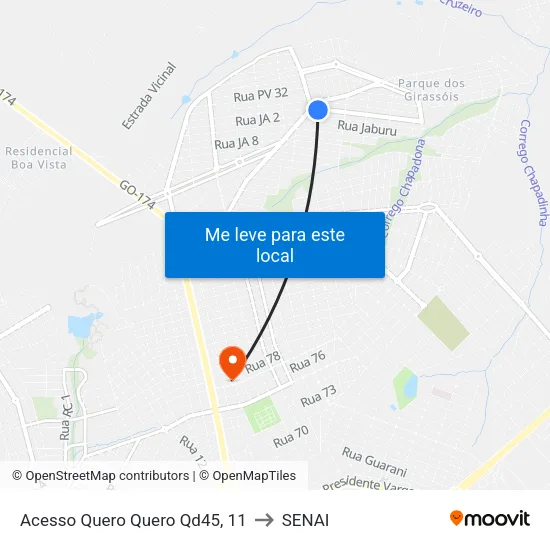 Acesso Quero Quero Qd45, 11 to SENAI map