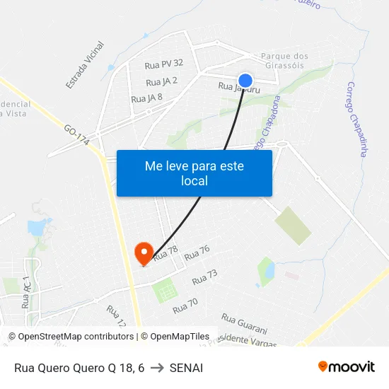 Rua Quero Quero Q 18, 6 to SENAI map