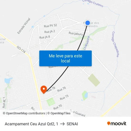 Acampament Ceu Azul Qd2, 1 to SENAI map