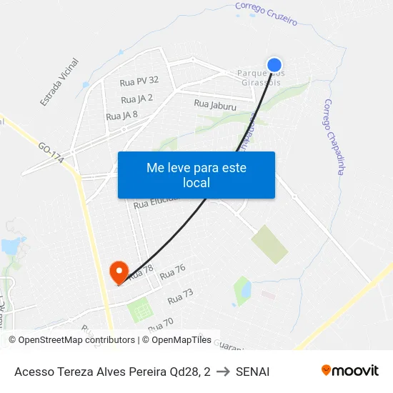 Acesso Tereza Alves Pereira Qd28, 2 to SENAI map