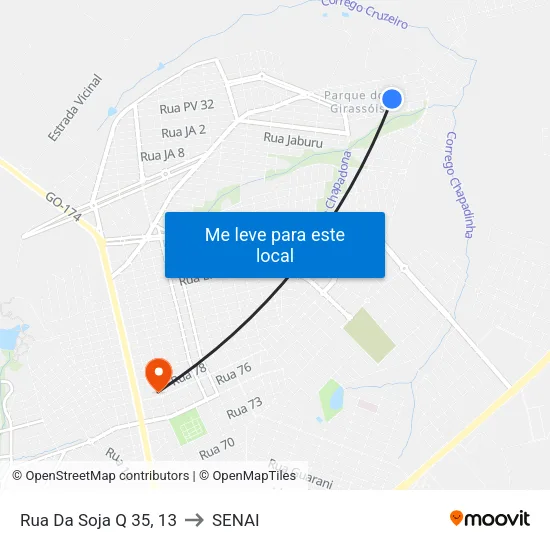 Rua Da Soja Q 35, 13 to SENAI map