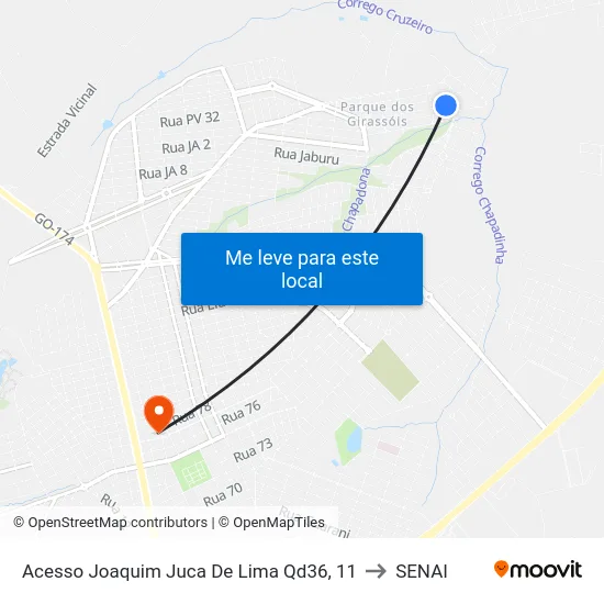 Acesso Joaquim Juca De Lima Qd36, 11 to SENAI map