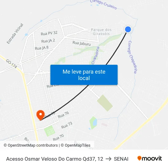 Acesso Osmar Veloso Do Carmo Qd37, 12 to SENAI map