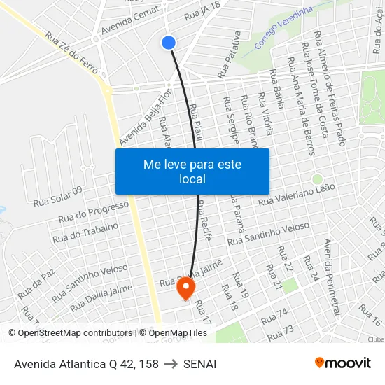 Avenida Atlantica Q 42, 158 to SENAI map