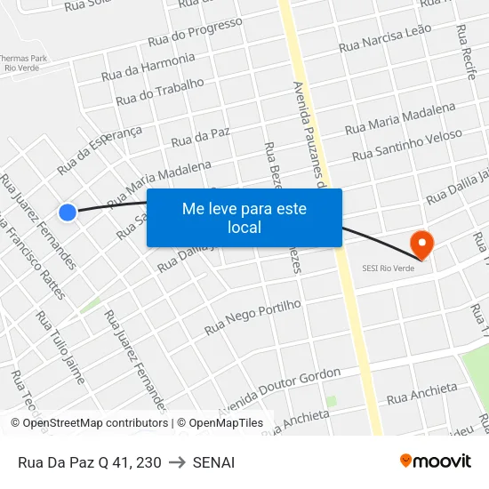 Rua Da Paz Q 41, 230 to SENAI map