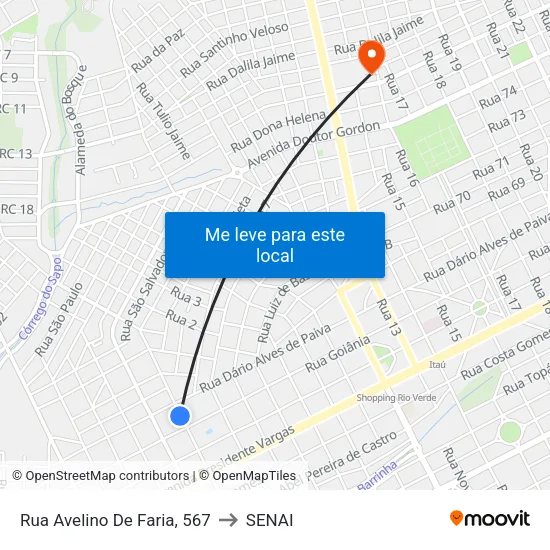 Rua Avelino De Faria, 567 to SENAI map