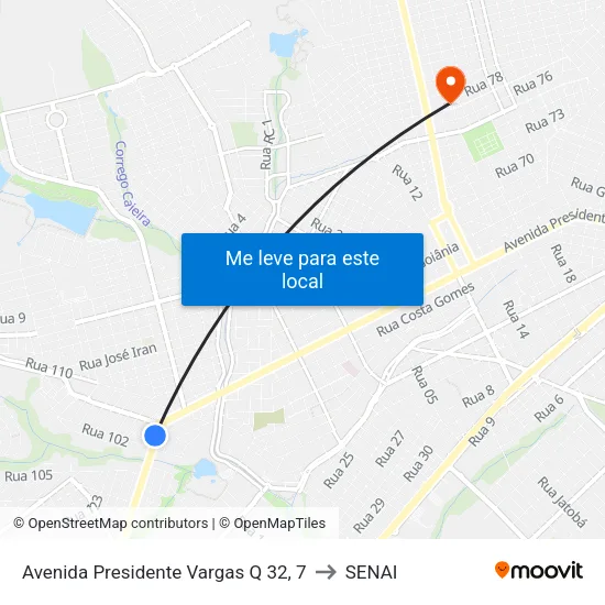 Avenida Presidente Vargas Q 32, 7 to SENAI map