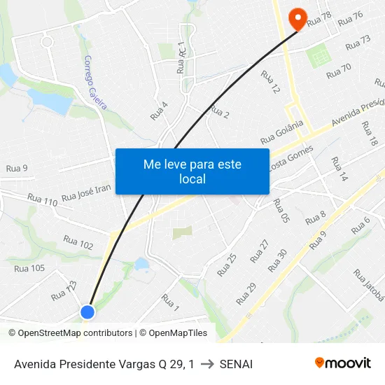 Avenida Presidente Vargas Q 29, 1 to SENAI map