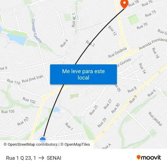 Rua 1 Q 23, 1 to SENAI map