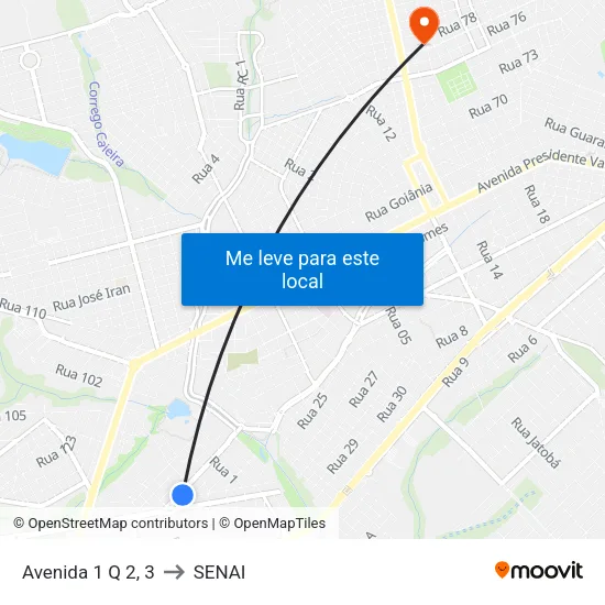 Avenida 1 Q 2, 3 to SENAI map