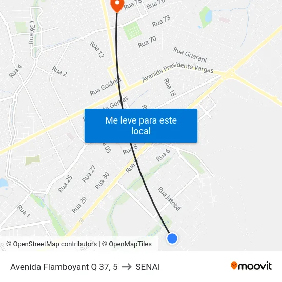 Avenida Flamboyant Q 37, 5 to SENAI map