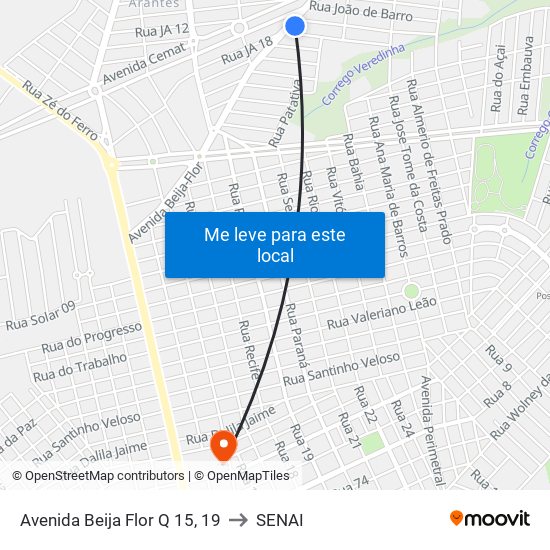 Avenida Beija Flor Q 15, 19 to SENAI map