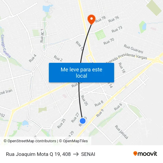 Rua Joaquim Mota Q 19, 408 to SENAI map