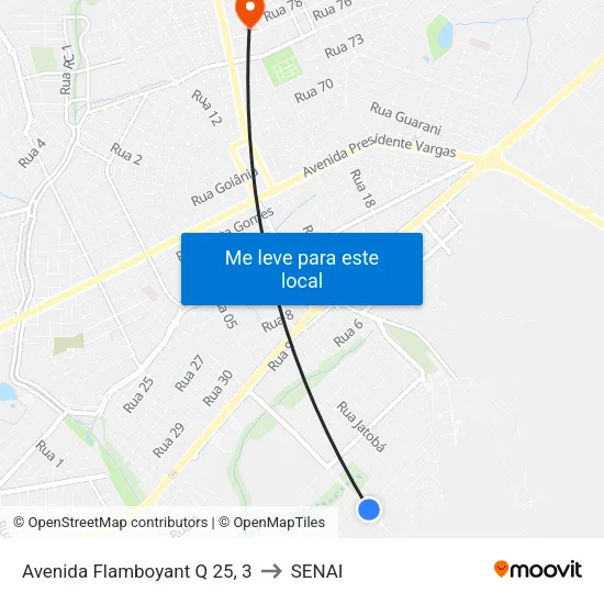 Avenida Flamboyant Q 25, 3 to SENAI map