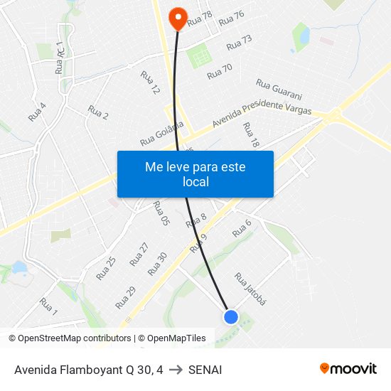 Avenida Flamboyant Q 30, 4 to SENAI map