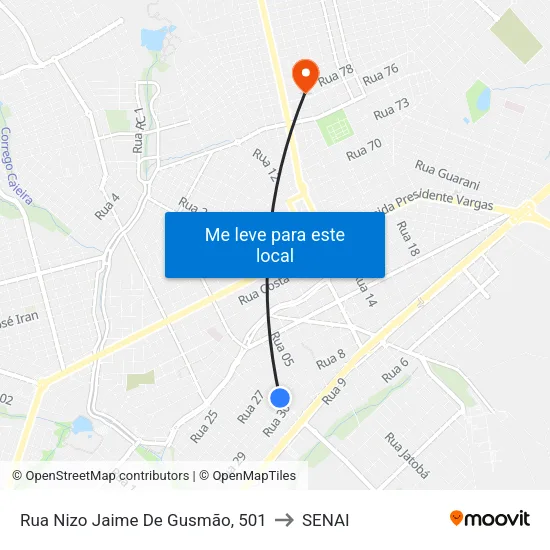Rua Nizo Jaime De Gusmão, 501 to SENAI map