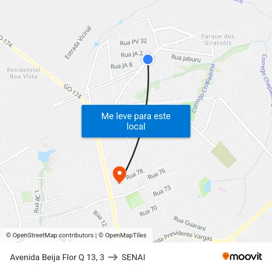 Avenida Beija Flor Q 13, 3 to SENAI map