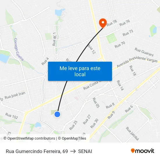 Rua Gumercindo Ferreira, 69 to SENAI map
