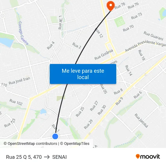 Rua 25 Q 5, 470 to SENAI map