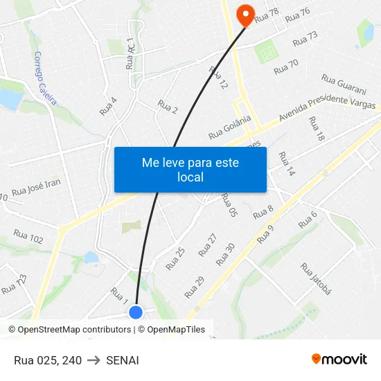 Rua 025, 240 to SENAI map