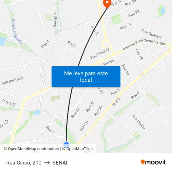 Rua Cinco, 210 to SENAI map