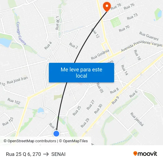 Rua 25 Q 6, 270 to SENAI map