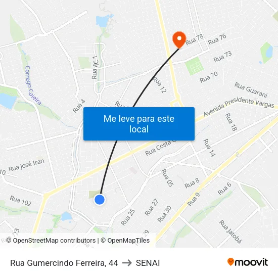 Rua Gumercindo Ferreira, 44 to SENAI map