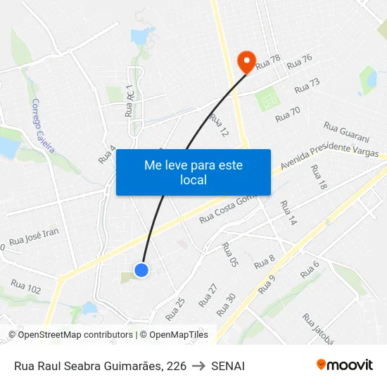 Rua Raul Seabra Guimarães, 226 to SENAI map
