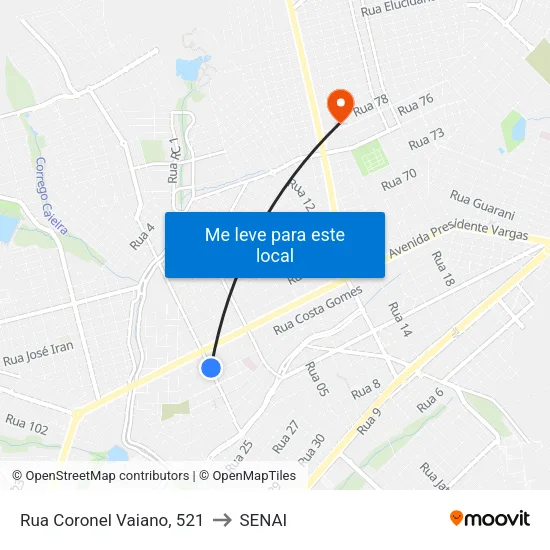 Rua Coronel Vaiano, 521 to SENAI map