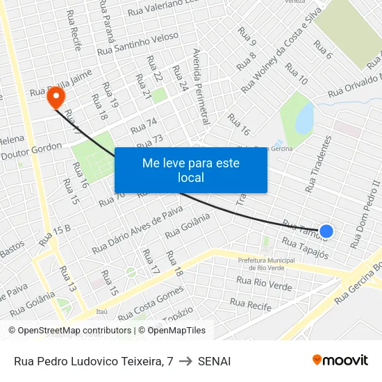 Rua Pedro Ludovico Teixeira, 7 to SENAI map