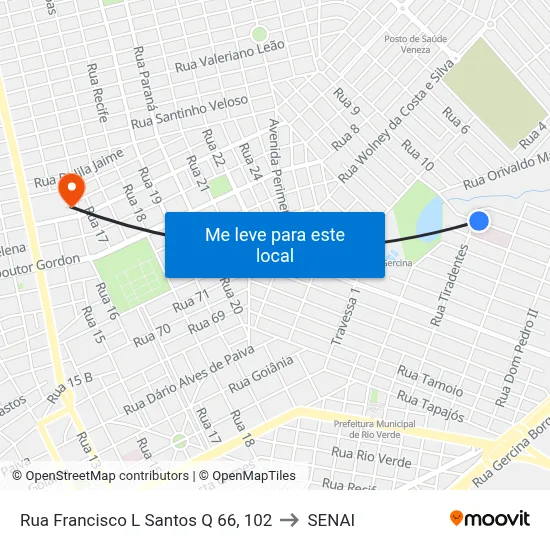 Rua Francisco L Santos Q 66, 102 to SENAI map