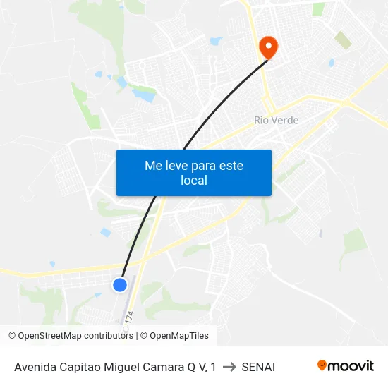 Avenida Capitao Miguel Camara Q V, 1 to SENAI map