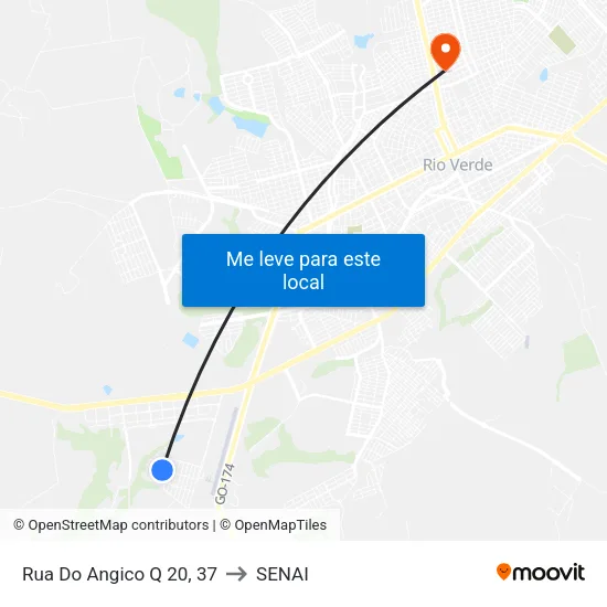 Rua Do Angico Q 20, 37 to SENAI map