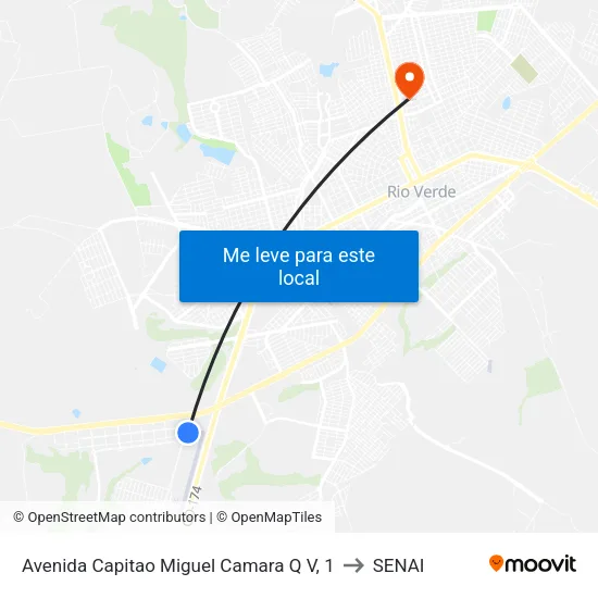 Avenida Capitao Miguel Camara Q V, 1 to SENAI map