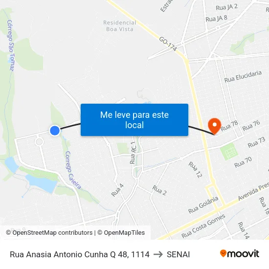 Rua Anasia Antonio Cunha Q 48, 1114 to SENAI map