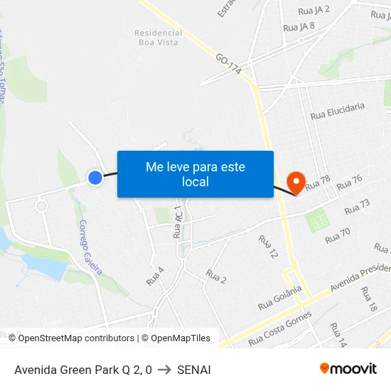 Avenida Green Park Q 2, 0 to SENAI map