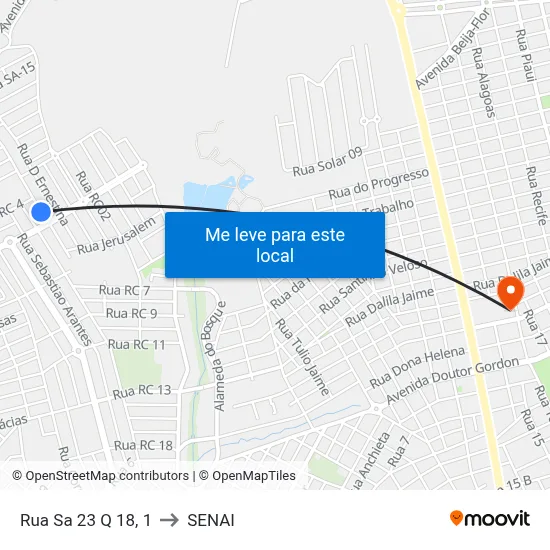 Rua Sa 23 Q 18, 1 to SENAI map