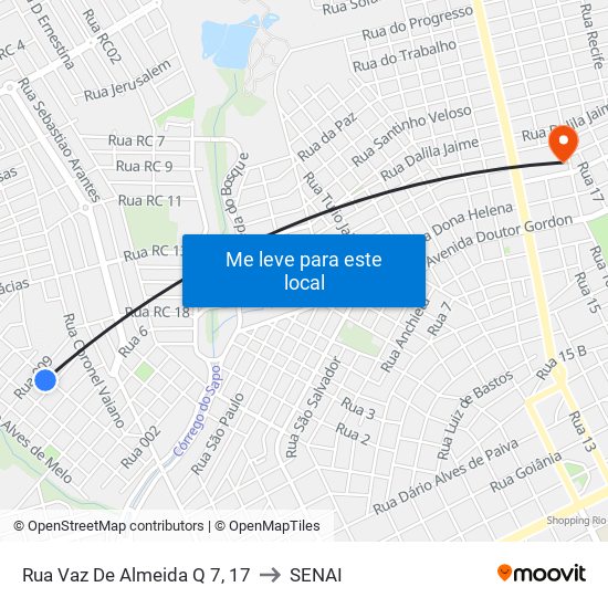 Rua Vaz De Almeida Q 7, 17 to SENAI map