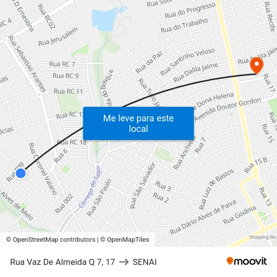 Rua Vaz De Almeida Q 7, 17 to SENAI map