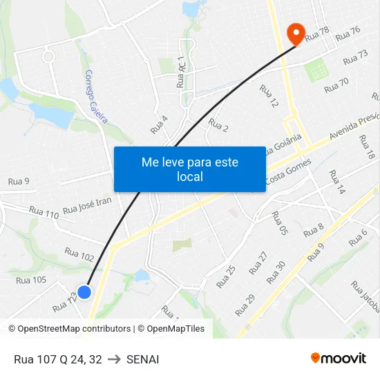 Rua 107 Q 24, 32 to SENAI map