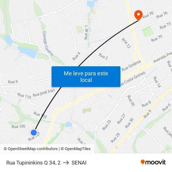 Rua Tupininkins Q 34, 2 to SENAI map