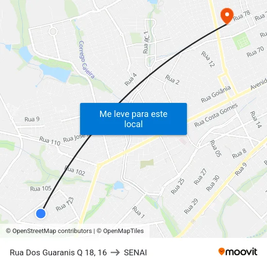 Rua Dos Guaranis Q 18, 16 to SENAI map