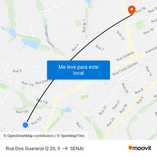 Rua Dos Guaranis Q 20, 9 to SENAI map